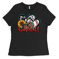 Black baseball hearts Ladies Tee - Jasminsmagicworld
