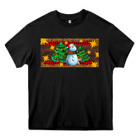 Black christmas tree with snowman Heavy Core Tee - AdoDesignShop