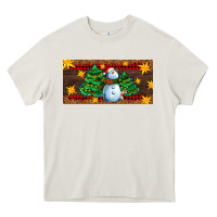 Cream christmas tree with snowman Heavy Core Tee - AdoDesignShop