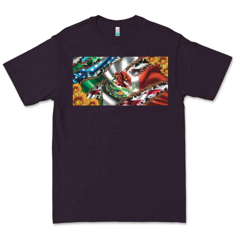 Usa Flag And Mexico Flag With Sunflower And Cowhide  License Plate Premium Tee by Artiststas | Teevron