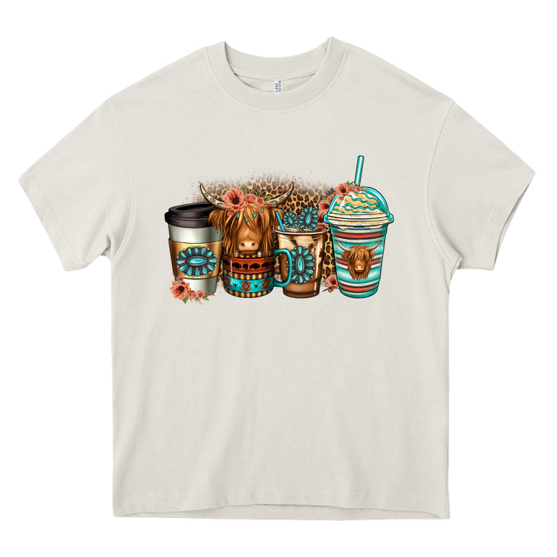 Serape Floral Longhaired Cow Coffee Cups Heavy Core Tee by Jasminsmagicworld | Teevron