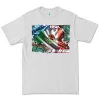 Dove Grey usa and mexico flag with leopard cowhide and gemstone background Premium Tee - Artiststas