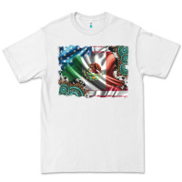 White usa and mexico flag with leopard cowhide and gemstone background Premium Tee - Artiststas