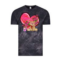 Cloud Black valentines heart with bear Vintage Tee - NancyCooperArtShop