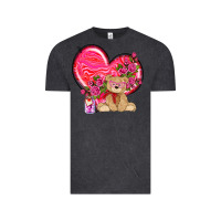 Vintage Black valentines heart with bear Vintage Tee - NancyCooperArtShop