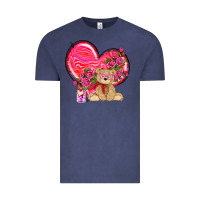 Vintage Denim valentines heart with bear Vintage Tee - NancyCooperArtShop