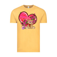 Vintage Mustard valentines heart with bear Vintage Tee - NancyCooperArtShop