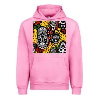 Fuchsia Pink african masks colorful seamless pattern Urban Hoodie - BundleAndBundleShop