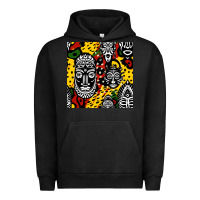 Pigment Black african masks colorful seamless pattern Urban Hoodie - BundleAndBundleShop