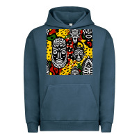 Pigment Midnight Navy african masks colorful seamless pattern Urban Hoodie - BundleAndBundleShop