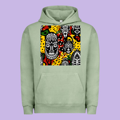 African Masks Colorful Seamless Pattern Urban Hoodie Designed By Bundleandbundleshop