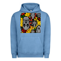 Pigment Pebble Blue african masks colorful seamless pattern Urban Hoodie - BundleAndBundleShop