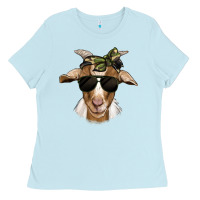 Baby Blue camouflage bandana goat Ladies Tee - Jasminsmagicworld