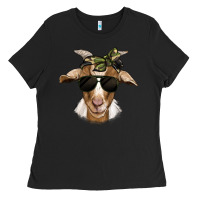 Black camouflage bandana goat Ladies Tee - Jasminsmagicworld