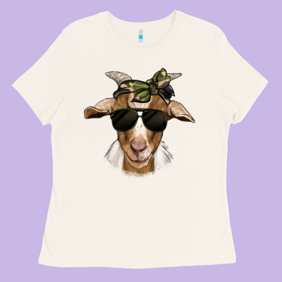Camouflage Bandana Goat Ladies Tee Designed By Jasminsmagicworld