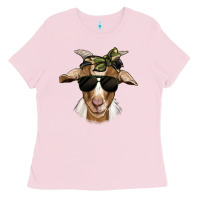 Bubblegum Pink camouflage bandana goat Ladies Tee - Jasminsmagicworld