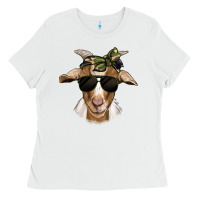 White camouflage bandana goat Ladies Tee - Jasminsmagicworld