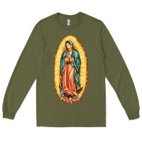 Army Green our lady of guadalupe Long Sleeve Tee - LillyAllenDesigns