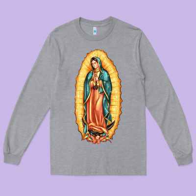 Our Lady Of Guadalupe Long Sleeve Tee Designed By Lillyallendesigns