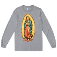 Heather Grey our lady of guadalupe Long Sleeve Tee - LillyAllenDesigns