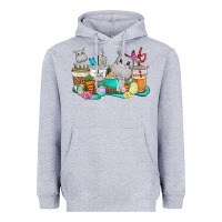 Heather Grey Easter Hippopotamus coffee cups Easter Day Heavyweight Hoodie - CowGirlArtShop