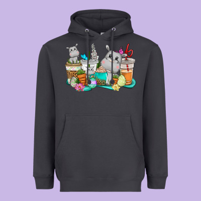Easter Hippopotamus Coffee Cups Easter Day Heavyweight Hoodie Designed By Cowgirlartshop