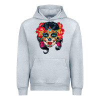 Heather Grey sugar skull Urban Hoodie - BundleAndBundleShop