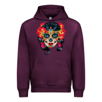 Mauve Wine sugar skull Urban Hoodie - BundleAndBundleShop