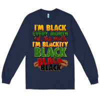 Navy juneteenth im black every month Long Sleeve Tee - LillyAllenDesigns