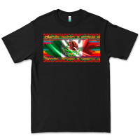 Black mexico flag serape roses leopard and glitter licanse plate Premium Tee - Artiststas