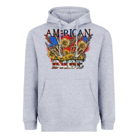 Heather Grey American babe 4th of july Heavyweight Hoodie - CowGirlArtShop