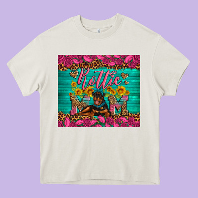 Rottie Mom With Roses Heavy Core Tee Designed By Artiststas