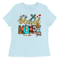 Baby Blue blessed nurse Ladies Tee - BundleAndBundleShop