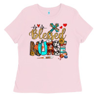 Bubblegum Pink blessed nurse Ladies Tee - BundleAndBundleShop