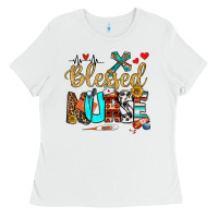 White blessed nurse Ladies Tee - BundleAndBundleShop