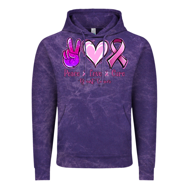 Peace Love Cure Breast Cancer Vintage Hoodie by NancyCooperArtShop | Teevron