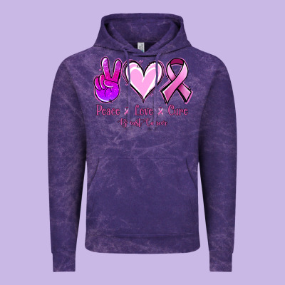 Peace Love Cure Breast Cancer Vintage Hoodie Designed By Nancycooperartshop