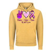 Vintage Mustard Peace love cure Breast Cancer Vintage Hoodie - NancyCooperArtShop