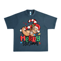 Midnight Navy merry slothmas Urban Heavy Tee - MaliasSmallBusiness