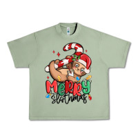 Oil Green merry slothmas Urban Heavy Tee - MaliasSmallBusiness