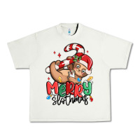 Pistachio merry slothmas Urban Heavy Tee - MaliasSmallBusiness