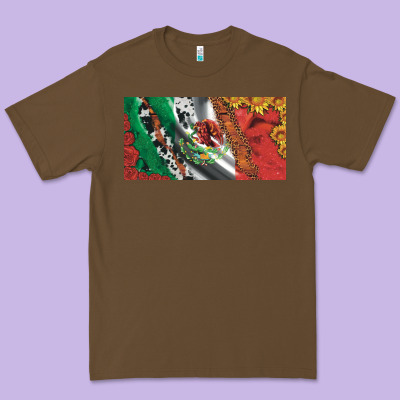 Mexico Flag Cowhide Leopard Sunflower And Roses Licanse  Plate Premium Tee Designed By Artiststas
