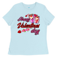 Baby Blue happy valentines day Ladies Tee - AdoDesignShop