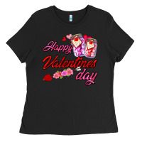 Black happy valentines day Ladies Tee - AdoDesignShop
