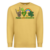 Antique Gold Peace Love Shamrock  St. Patrick's Day Premium Sweatshirt - CowGirlArtShop