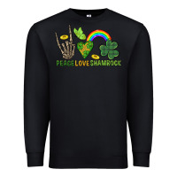 Black Peace Love Shamrock  St. Patrick's Day Premium Sweatshirt - CowGirlArtShop