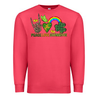 Cardinal Peace Love Shamrock  St. Patrick's Day Premium Sweatshirt - CowGirlArtShop