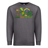 Charcoal Heather Peace Love Shamrock  St. Patrick's Day Premium Sweatshirt - CowGirlArtShop