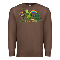 Chestnut Peace Love Shamrock  St. Patrick's Day Premium Sweatshirt - CowGirlArtShop