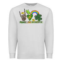 Dove Grey Peace Love Shamrock  St. Patrick's Day Premium Sweatshirt - CowGirlArtShop
